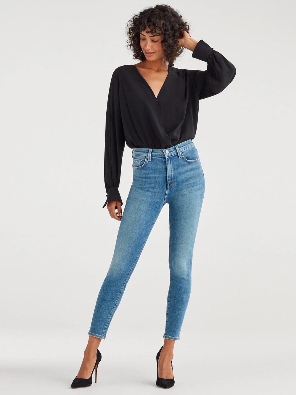 7 For All Mankind Luxe Vintage High Waist Ankle Skinny Jeans Beau Blue 27 NWT